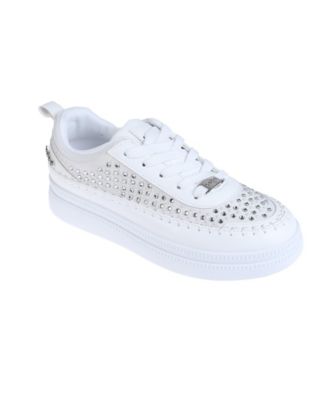 Women's Sneaker with Pearl and Rhinestone Embellished Upper