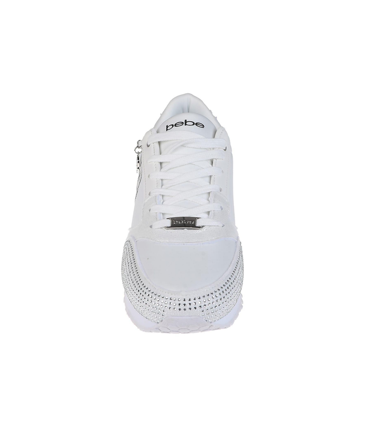 bebe Women's Sneaker with Embellised Upper and Dangle Charm