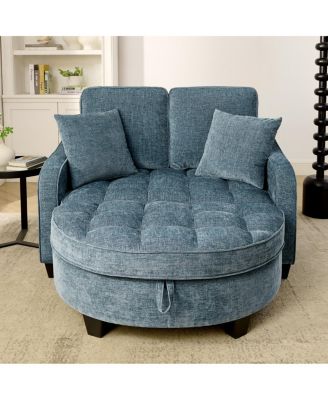 two-seater sofa chaise longue with storage footrest and pillows