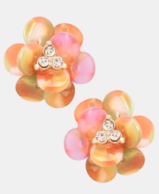 lonna lilly Crystal Flower Stud Earrings - Coral 24$