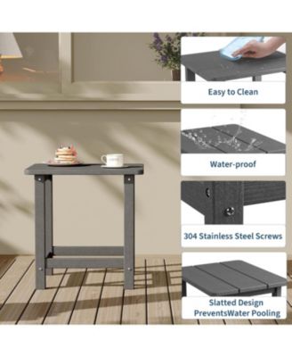 Square HDPE Outdoor Side Table - Durable Adirondack Patio End Table for Beach