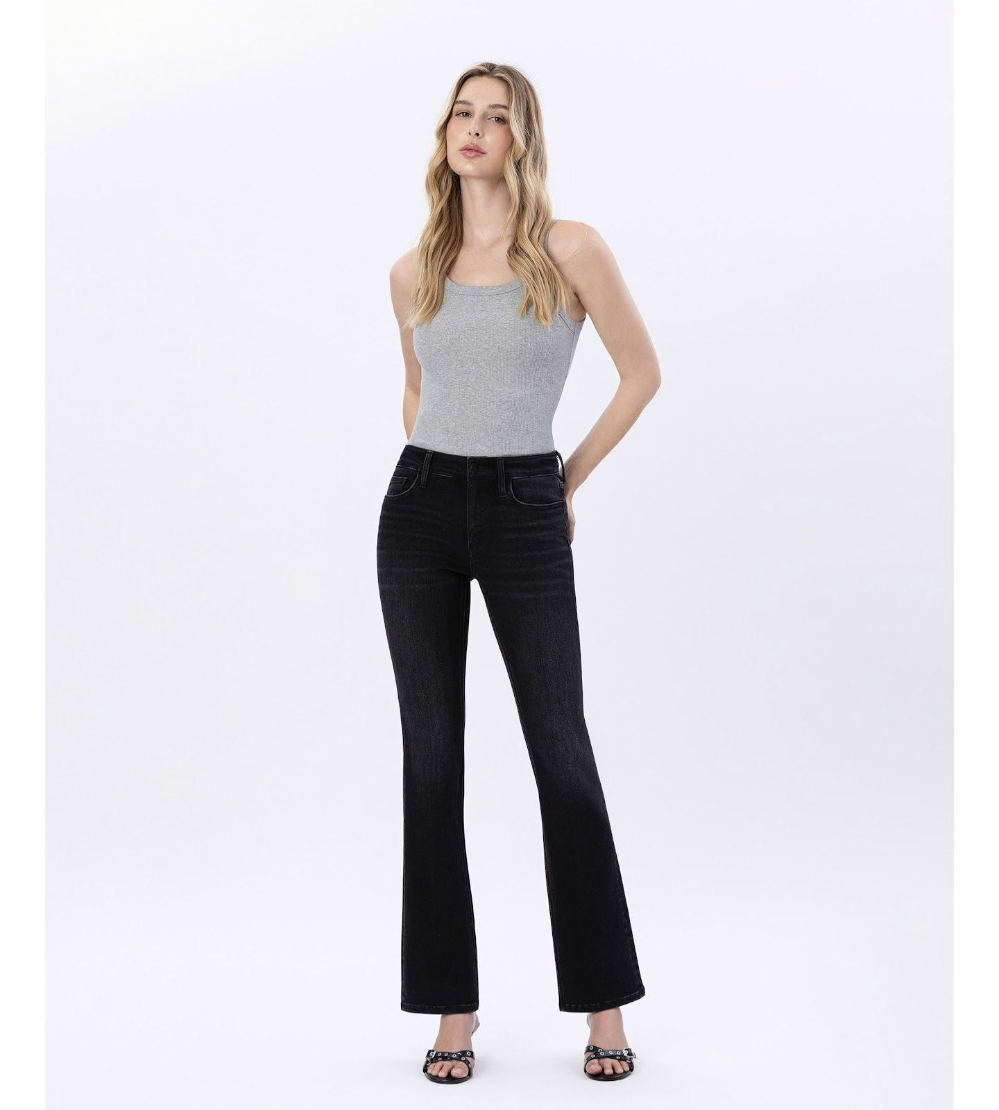 Женские джинсы Flying Monkey Mid Rise Full Length Bootcut, цвет: Чёрный — фото 3