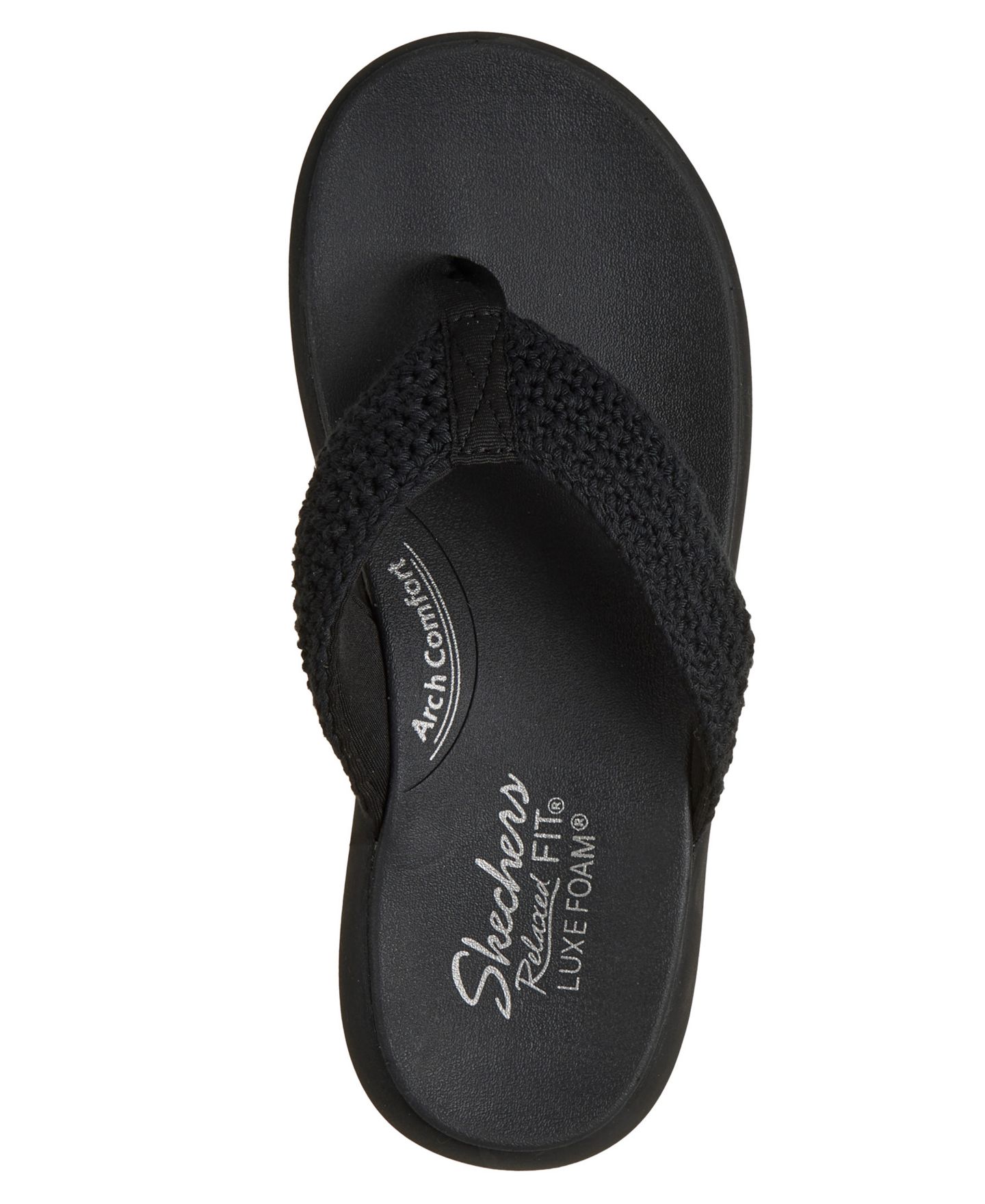 Женские сандалии Skechers Relaxed Fit: Asana Luxe - Valley Chic 2 Flip-Flop Thong, цвет: Чёрный — фото 5