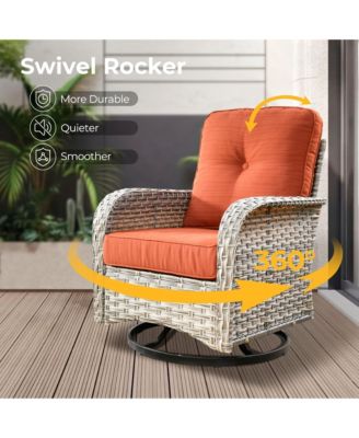 9 Pieces Wicker Outdoor Patio Furniture Set,Rattan Modular Sectional Sofa,Outside Swivel Rocking Chairs Coversation Set with Side Table