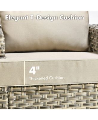 9 Pieces Wicker Outdoor Patio Furniture Set,Rattan Modular Sectional Sofa,Outside Swivel Rocking Chairs Coversation Set with Side Table