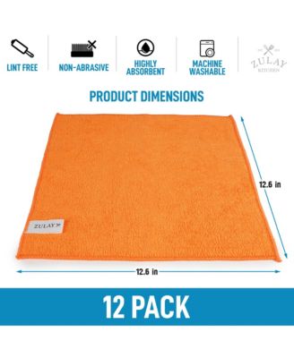 12 Pack Ultra Absorbent Microfiber Cleaning Cloths for Cleaning Cars, Windows, Countertops, & More (12x12 Inch)