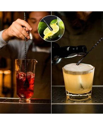 Premium 12 Inch Stainless Steel Cocktail Spoon - Long Attractive Spiral Design for Layering Drinks