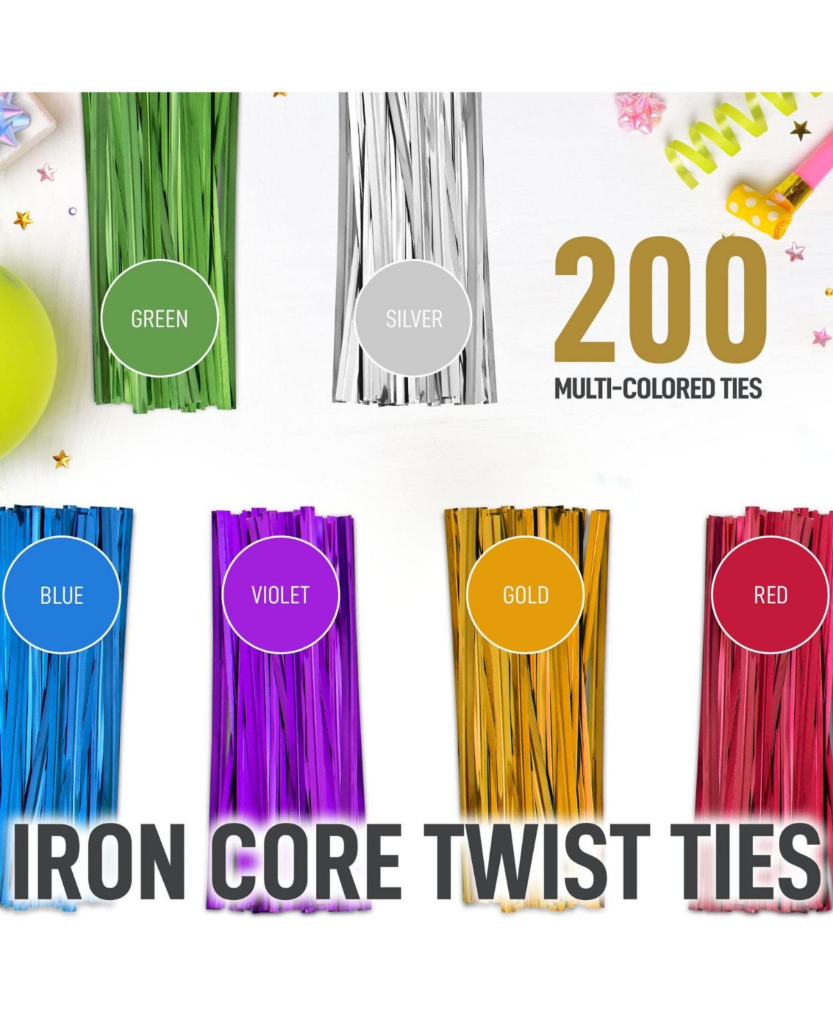 Zulay Kitchen 3 x 11 Inches Clear Cellophane Candy Bags With Ties - 200 Piece