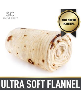 Burrito Tortilla Throw Blanket - Giant Double-Sided Tortilla Blanket for Adult and Kids - 280 GSM (60" Double Sided)