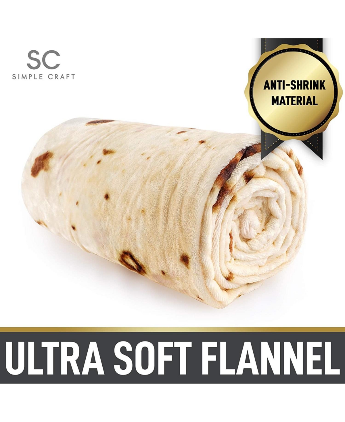 Zulay Kitchen Tortilla Giant Tortilla Throw Blanket for Adults and Kids 60 inch