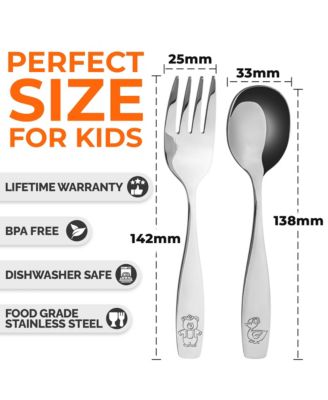 Kids and Toddler Cutlery Set Designed For Self Feeding - 2 Forks & 2 Spoons