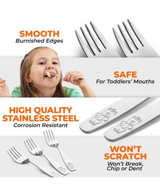 Kids and Toddler Cutlery Set Designed For Self Feeding - 4 Piece Fork