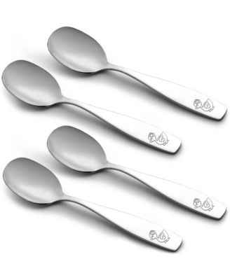 Kids and Toddler Cutlery Set Designed For Self Feeding - 4 Piece Spoon