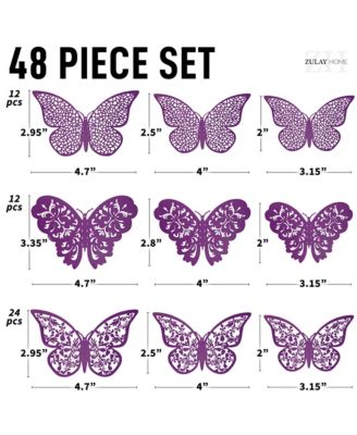 3D Removable DIY Butterfly Wall Decor with 3 Wing Designs (48pcs)