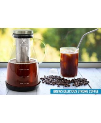 Airtight Cold Brew Coffee Maker with Extra Thick Glass Carafe, Stainless Steel Mesh Filter, and Non-Slip Silicone Base