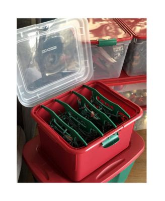 Products Holiday Christmas Light Storage Box Bin with 4 Cord Wrap Organizers