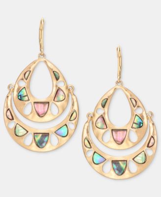 Abalone Cutout Layered Drop Earrings