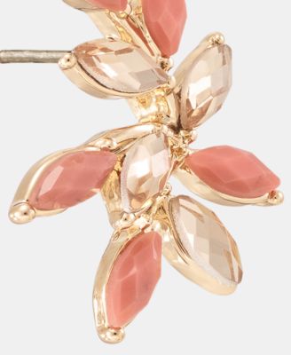 Gold-Tone Faux Coral Leaf Stud Earrings 
