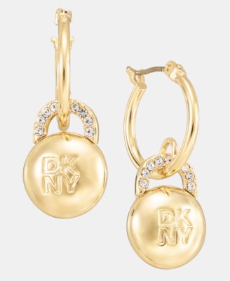 Crystal Logo Pav&eacute; Drop Hoop Earrings