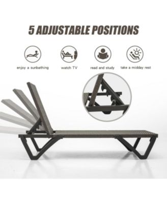 Pool Lounge Chairs Set of 2, Wicker Adjustable Outdoor Chaise Lounge with Wheels, Poolside Chairs