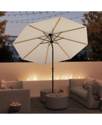 10 FT Solar Patio Umbrella w/96 Multi-colored LED Lights & 9 Modes Vented Top