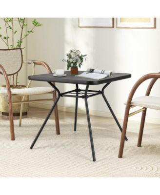 32'' Patio Dining Table w/ 1.6'' Umbrella Hole & Lid DPC Tabletop for Backyard