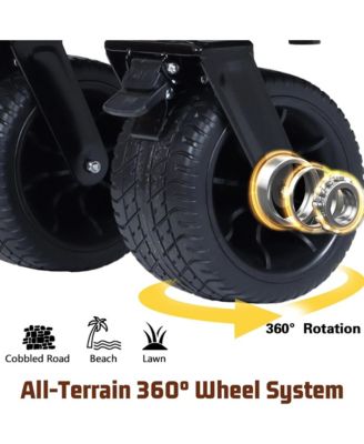 Convertible Folding Wagon Cart - Heavy-Duty Utility Wagon with Bench Seat, All-Terrain Wheels and Storage for Camping, Beach, Garden