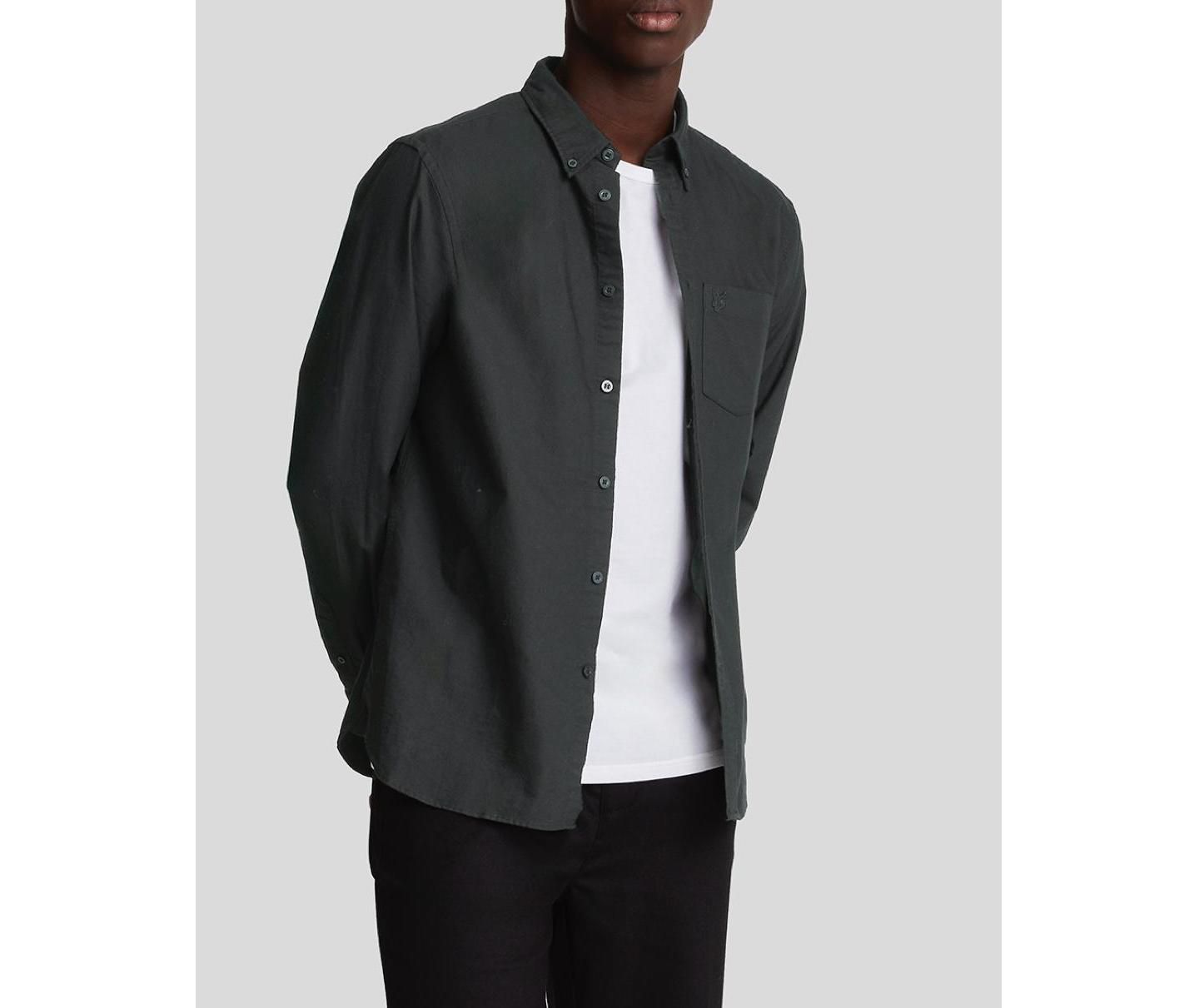 Мужская рубашка Lyle & Scott Tonal Eagle Plain Oxford, цвет: Угольно-чёрный — фото 6