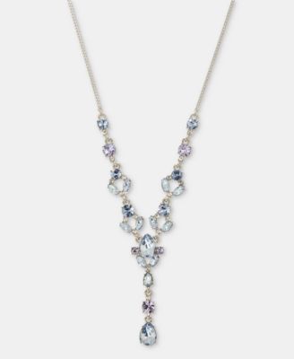 Crystal Statement Lariat Necklace, 16" + 3" extender