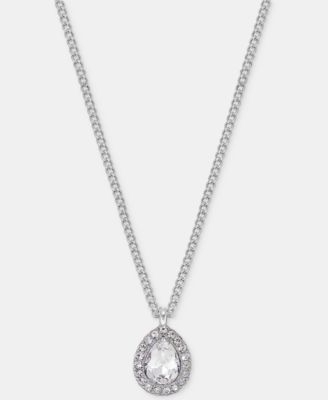 Crystal Pear-Shape Pendant Necklace, 16" + 3" extender