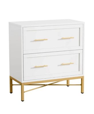 2-Drawer File Cabinet with Adjustable Rails, Modern Sleek Office Storage Cabinet with Gold Metal Handle for Letter/Legal/A4 Size