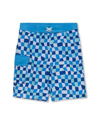 Boys Chlorine Resistant Stretch Printed Hydroliner Board Swim Trunks