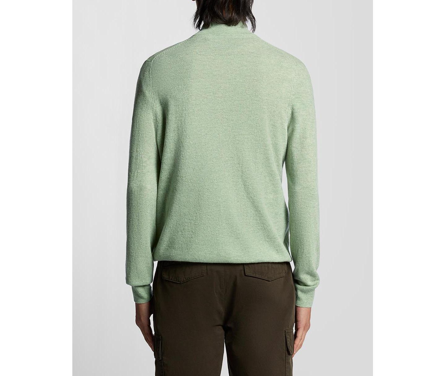 Мужской свитер Lyle & Scott Lambswool Blend Quarter Zip, цвет: Мятный меланжевый — фото 5