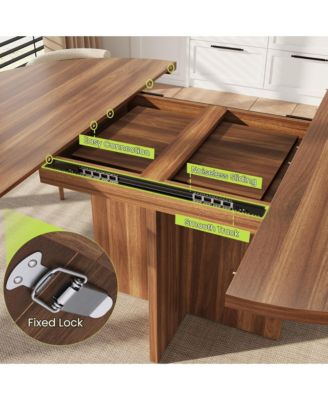 43.3''-59'' Extendable Round Dining Table for 4-8,Kitchen Oval Dining Table with Removable Leaves