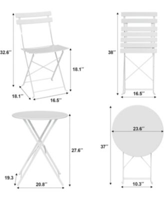 3 Piece Patio Bistro Sets,   2 Folding Chairs, Compact Conversation Set for Porch, Balcony, Garden
