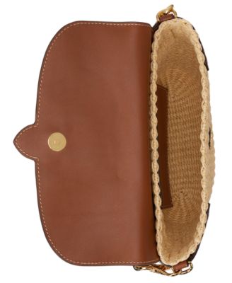 Small Lynden Straw-Leather Shoulder Bag 