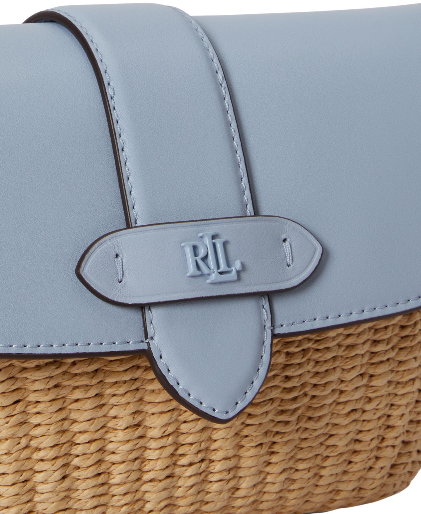 Женская сумка Lauren Ralph Lauren Lynden Small Straw-Leather Shoulder, цвет: Синий — фото 6