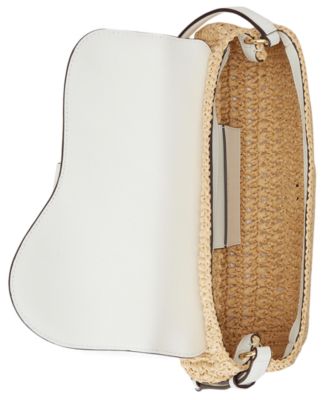 Straw-Leather  Small Tasha East-West Shoulder Bag