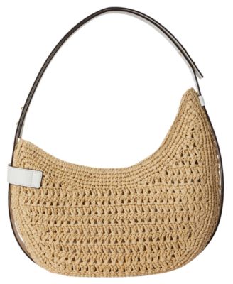Crocheted Straw Medium Tasha Shoulder Bag