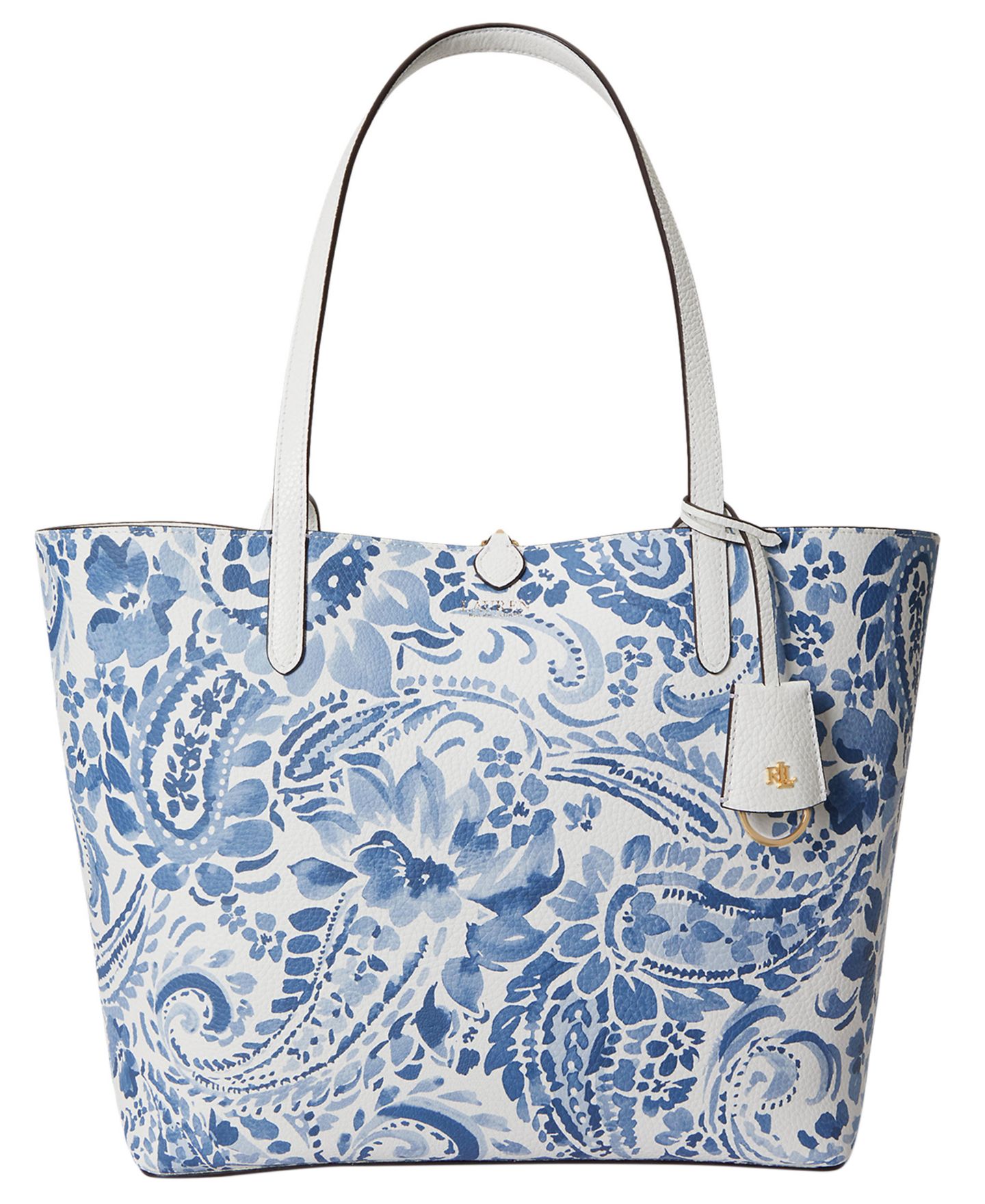 Женская сумка Lauren Ralph Lauren Faux-Leather Reversible Extra Large Tote Handbag, цвет: Белый / С принтом — фото 3