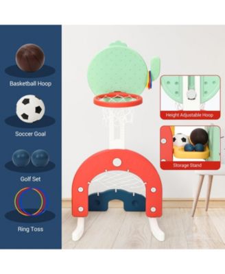 7 in 1 Toddler Slide and Swing Set with Slipping Slope Basketball Hoop Soccer Golf Ring Toss Game