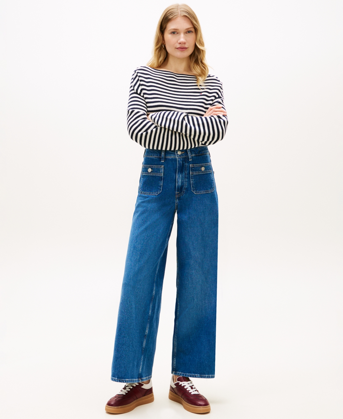 Tommy Hilfiger Women's Wide-Leg High-Rise Jeans - Nos Mid Blue