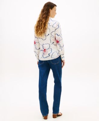 Women's Long-Sleeve Collared Printed Shirt