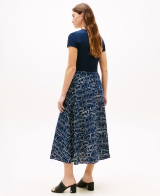 Women's Essential Linen Flare Midi Skirt