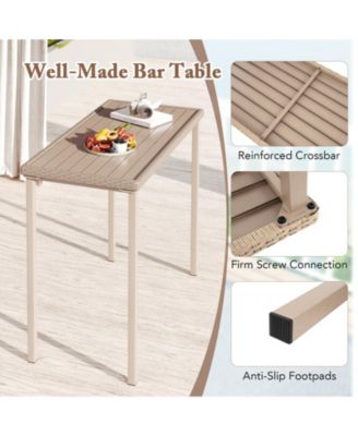 3 Pieces Patio Bar Table Set Outdoor Bar Height Table & 2 Armless Chairs