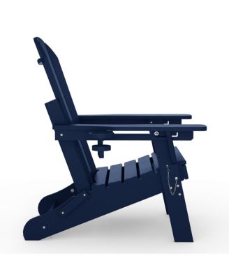 Folding Adjustable Adirondack Chair with Retractable Ottoman and Cup Holder