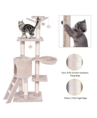 56" Cat Play Tree with Condo, Scratching Posts & Ladder