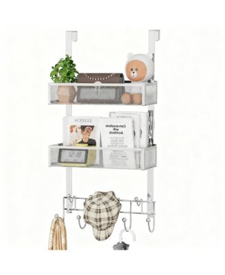 Over The Door Organizer with 9 Hooks & 2 Baskets - Rustproof, Waterproof, Portable