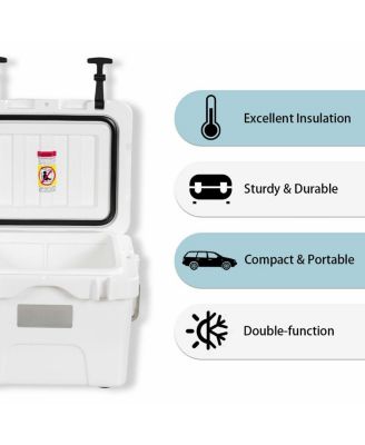 16 Quart 24-Can Capacity Portable Insulated Ice Cooler with 2 Cup Holders