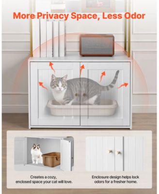 27.6" Hidden Litter Box Cabinet with Metal Legs & 2 Storage Shelves - Waterproof Cat Washroom for Living Room